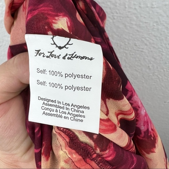 FOR LOVE AND LEMONS Sweet Jane Cropped Jumpsuit with Deep V Neckline, Red, Small - Picture 9 of 10